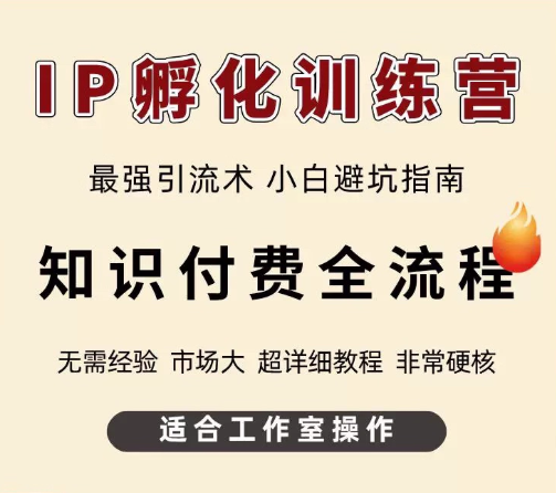 IP孵化训练营，知识付费全流程，最强引流术，小白避坑指南